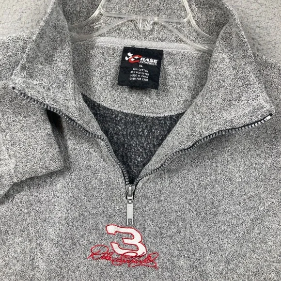 Dale Earnhardt 3 Sr 1/4 Zip Pullover Mens XL Grey Nascar Racing Sweatshirt - Picture 7 of 10